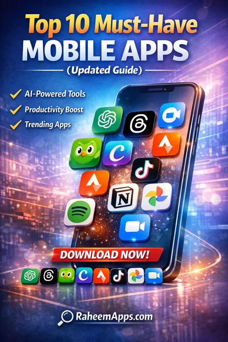 Top 10 best mobile apps including AI productivity tools, design apps, fitness and social media applications